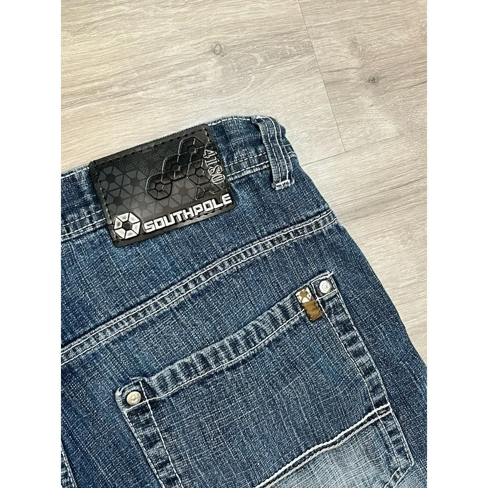 Southpole Shorts Mens 36‎ Blue Denim Y2K Streetwear Pockets Baggy Hip Hop Adult